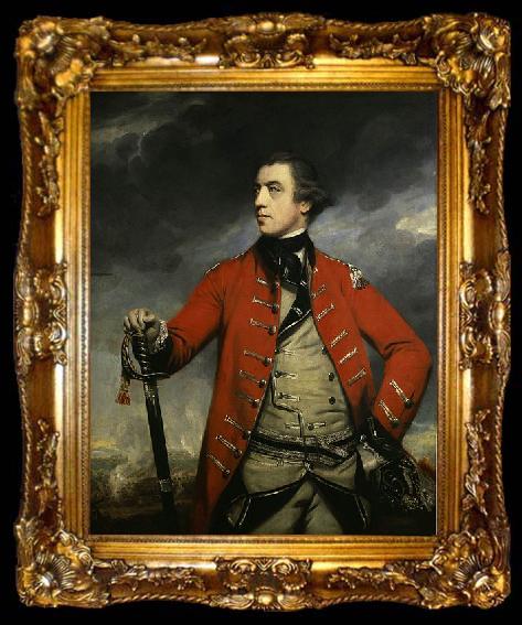 framed  Sir Joshua Reynolds Oil on canvas portrait of British General John Burgoyne., ta009-2